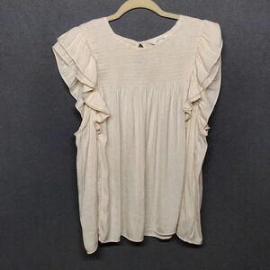 Pop Sugar Ruffled Smocked Blouse Size XXL